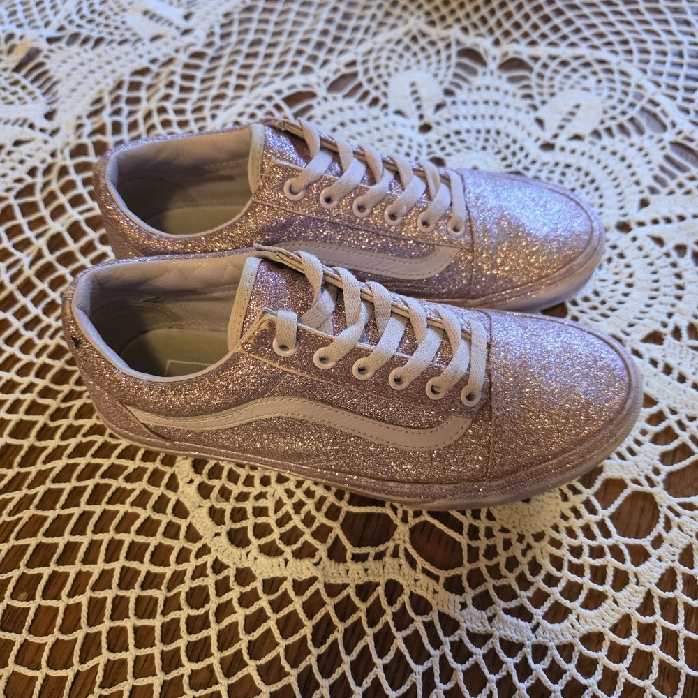 Vans Women's Shoes Size 7.5  Purple Sparkle Glitter Low‎ Top Sneakers Bling
